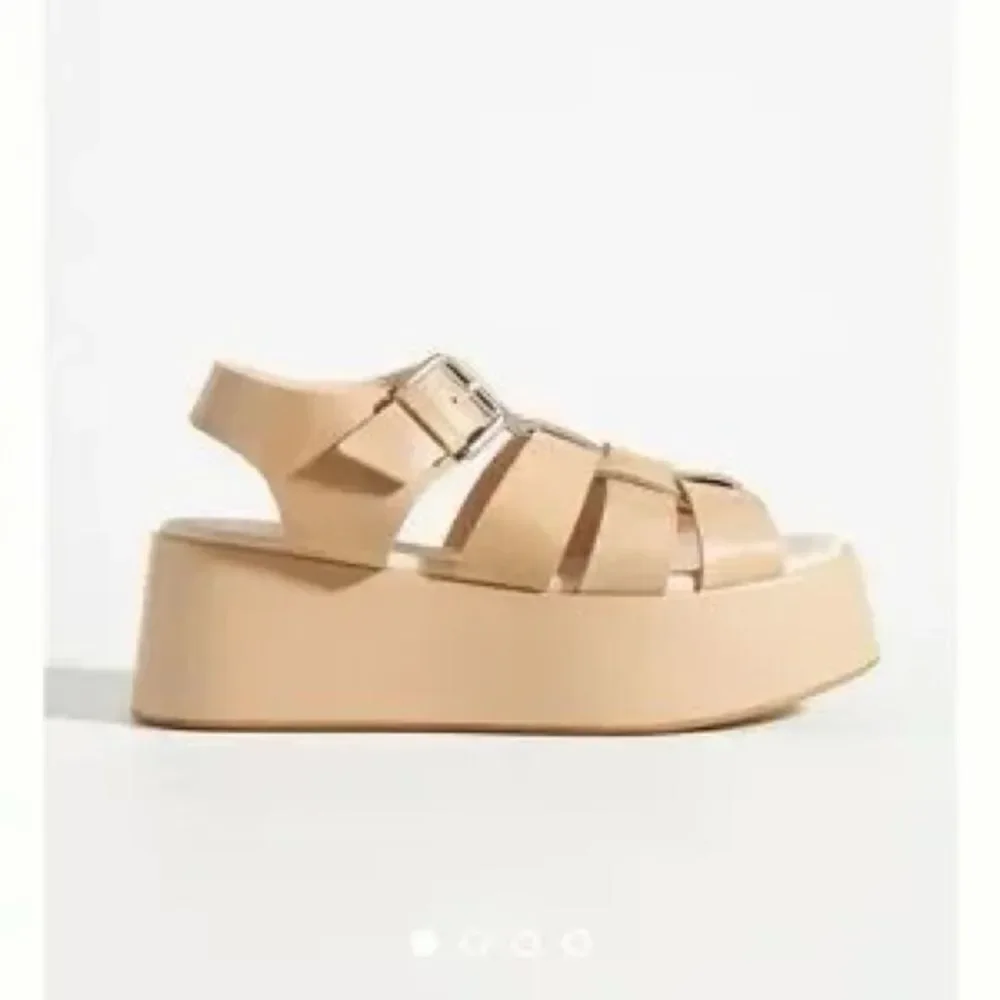 Anthropologie x Pilcro White Platform Fisherman Sandal US 8